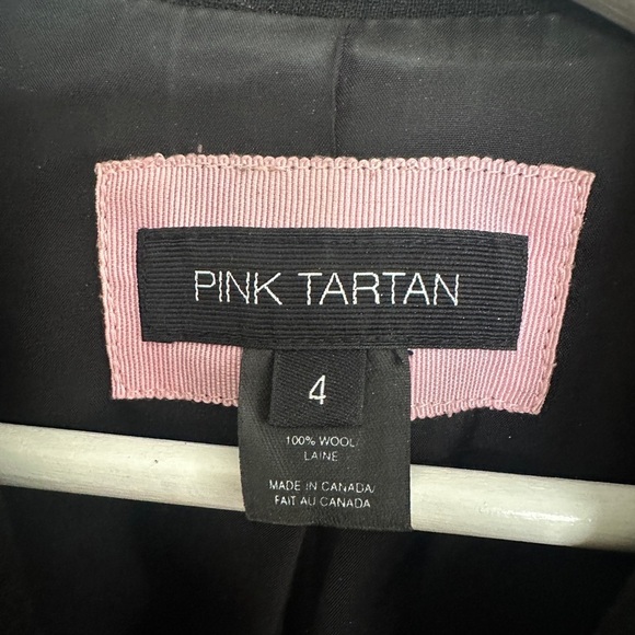 Pink Tartan 100% Wool Double-Breasted Black Blazer - Picture 2 of 3